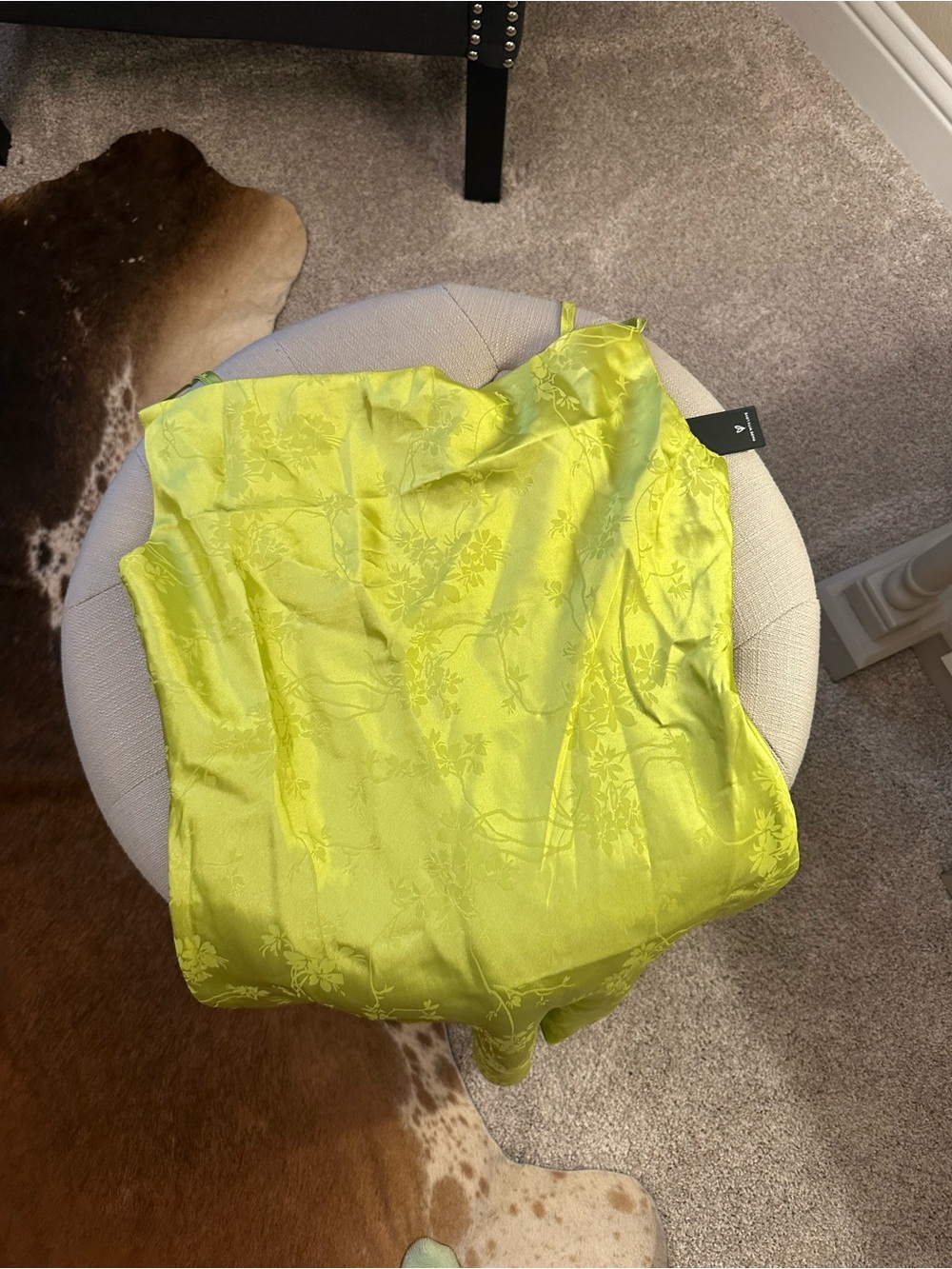💚Lime Green Satin Cowl Neck Slip Dress S NWT - Picture 3 of 3